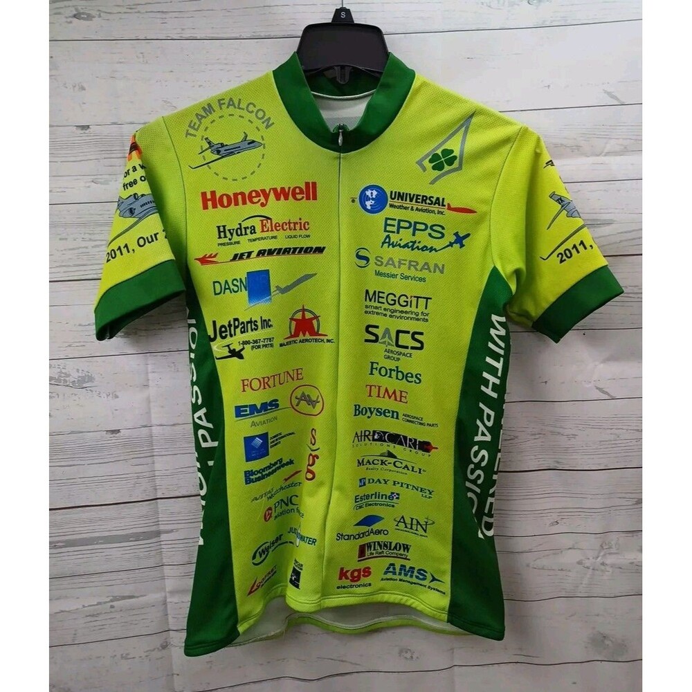 Team Falcon Aircraft Aviation Forbes Time Cycling Jersey Pockets  Navyblue Sz M